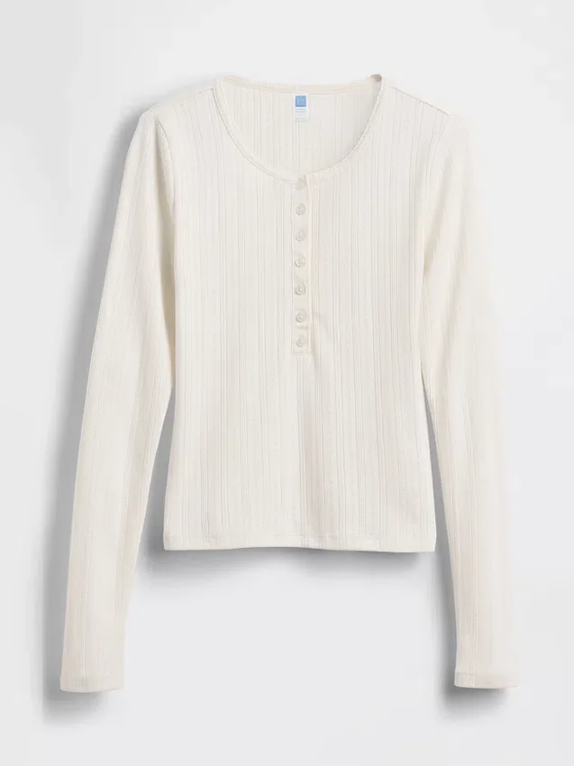 Gap × Summer Fridays Pointelle-Henley-Pyjama-Oberteil