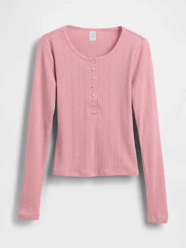 Gap × Summer Fridays Pointelle-Henley-Pyjama-Oberteil