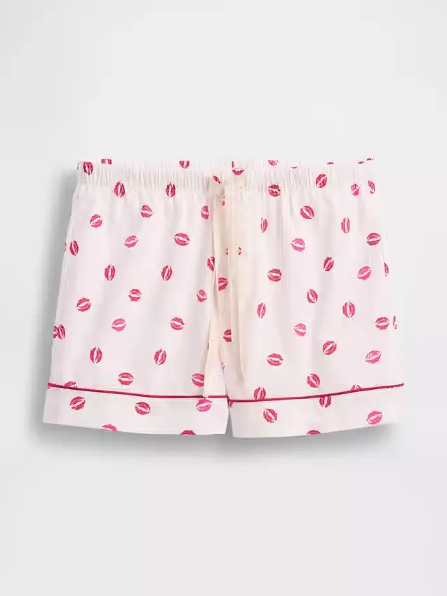 GAP × Summer Fridays Popeline-Pyjama-Shorts mit „Kiss“-Print
