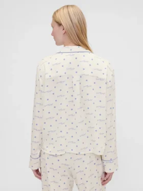 GAP × Summer Fridays Pyjama-Hemd aus Flanell mit Punktmuster in lockerer Passform