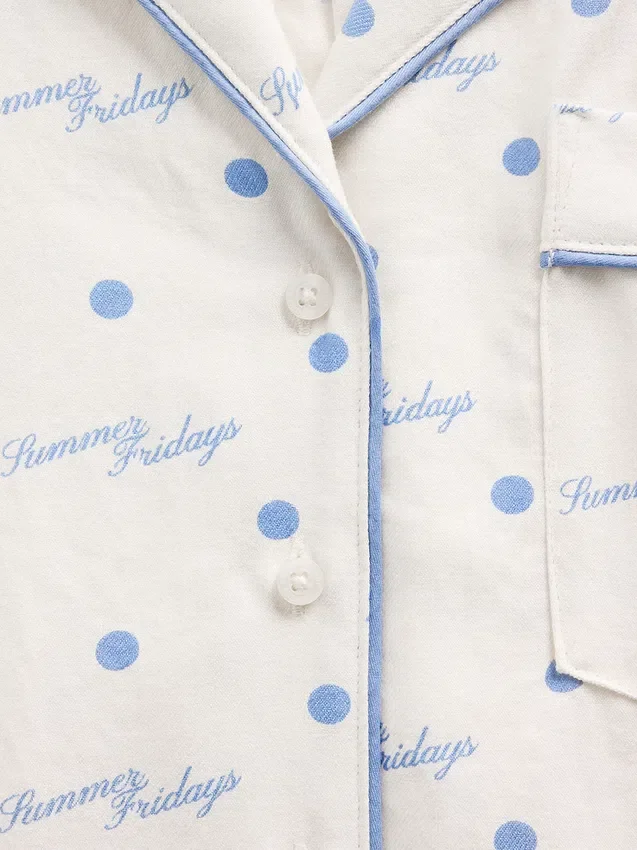 GAP × Summer Fridays Pyjama-Hemd aus Flanell mit Punktmuster in lockerer Passform