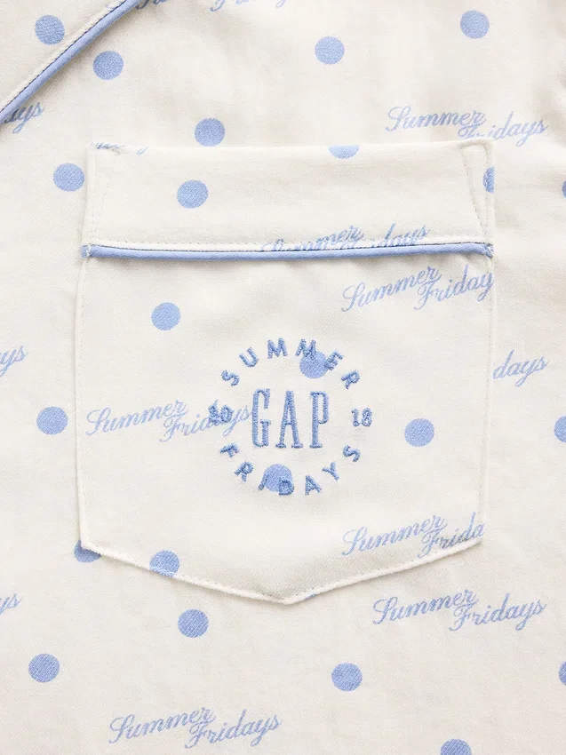 GAP × Summer Fridays Pyjama-Hemd aus Flanell mit Punktmuster in lockerer Passform