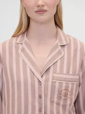GAP × Summer Fridays Pyjama-Hemd aus Flanell mit Streifen in lockerer Passform