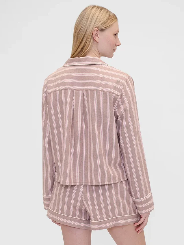 GAP × Summer Fridays Pyjama-Hemd aus Flanell mit Streifen in lockerer Passform