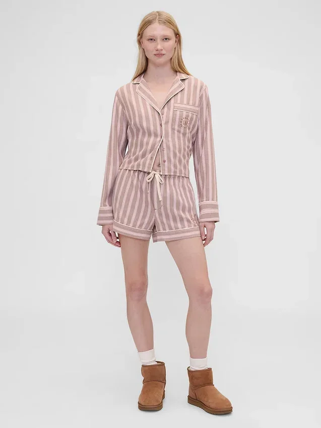 GAP × Summer Fridays Pyjama-Hemd aus Flanell mit Streifen in lockerer Passform
