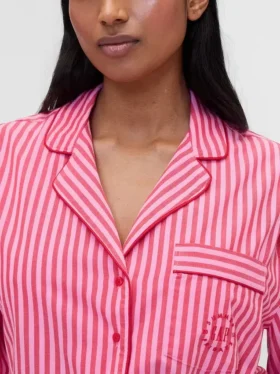 Gap × Summer Fridays Pyjama-Hemd aus Popeline mit Streifen in lockerer Passform