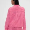 Gap × Summer Fridays Pyjama-Hemd aus Popeline mit Streifen in lockerer Passform