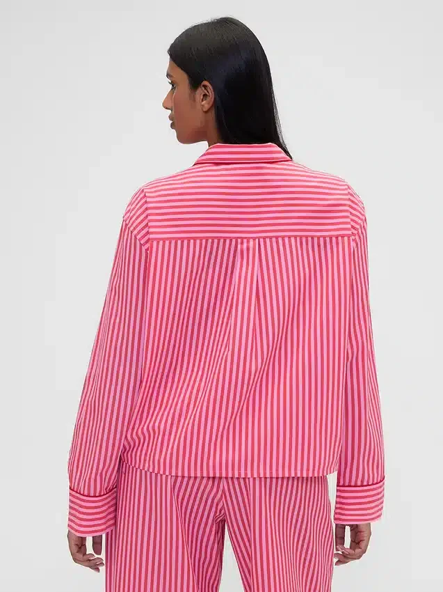 Gap × Summer Fridays Pyjama-Hemd aus Popeline mit Streifen in lockerer Passform