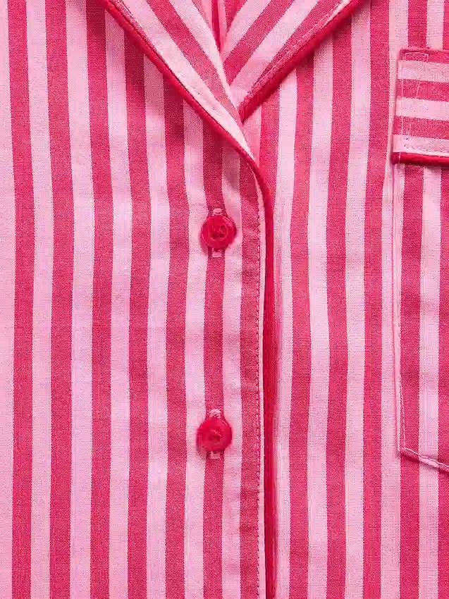Gap × Summer Fridays Pyjama-Hemd aus Popeline mit Streifen in lockerer Passform