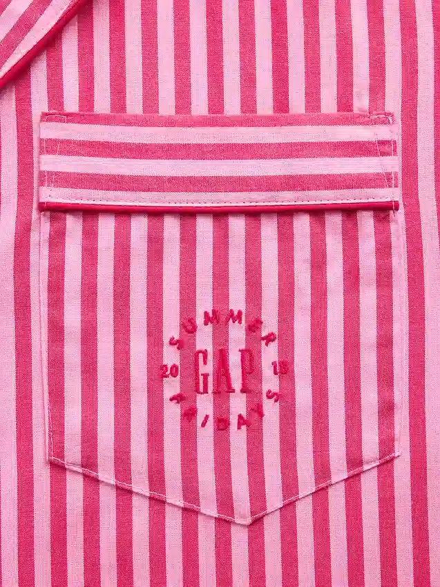 Gap × Summer Fridays Pyjama-Hemd aus Popeline mit Streifen in lockerer Passform