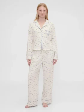 Gap × Summer Fridays Pyjama-Hose aus locker sitzendem Flanell mit Punktmuster