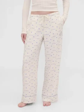 Gap × Summer Fridays Pyjama-Hose aus locker sitzendem Flanell mit Punktmuster