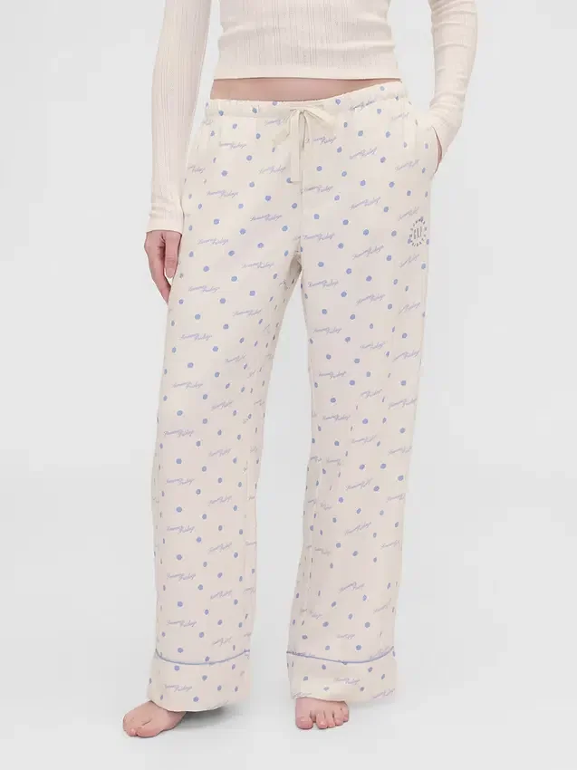 Gap × Summer Fridays Pyjama-Hose aus locker sitzendem Flanell mit Punktmuster
