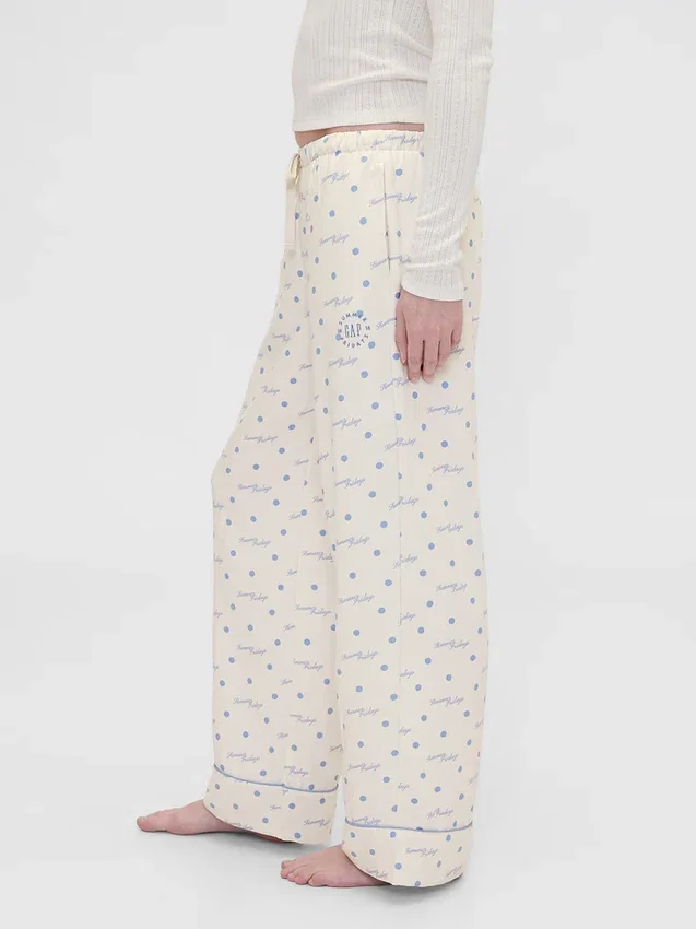 Gap × Summer Fridays Pyjama-Hose aus locker sitzendem Flanell mit Punktmuster