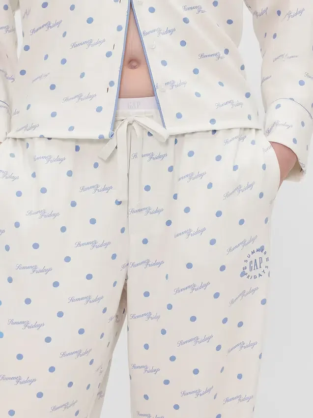 Gap × Summer Fridays Pyjama-Hose aus locker sitzendem Flanell mit Punktmuster