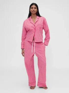 GAP × Summer Fridays Pyjama-Hose aus lockerem Popeline mit Streifen