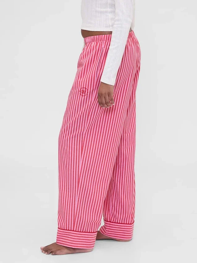GAP × Summer Fridays Pyjama-Hose aus lockerem Popeline mit Streifen