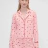 Gap × Summer Fridays Pyjamahemd aus Flanell mit Herzmuster in lockerer Passform