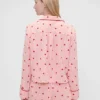Gap × Summer Fridays Pyjamahemd aus Flanell mit Herzmuster in lockerer Passform