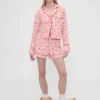Gap × Summer Fridays Pyjamahemd aus Flanell mit Herzmuster in lockerer Passform
