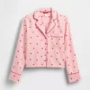 Gap × Summer Fridays Pyjamahemd aus Flanell mit Herzmuster in lockerer Passform