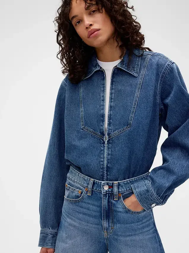 Gap × Victoria Beckham Denim-Hemd mit Reißverschluss