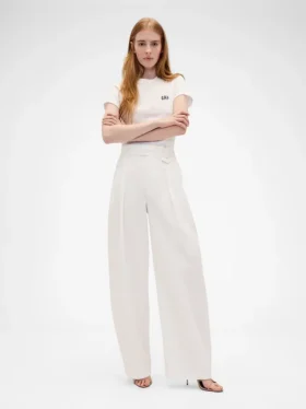 GAP × Victoria Beckham Hoch taillierte Plissee-Hose mit Bogen