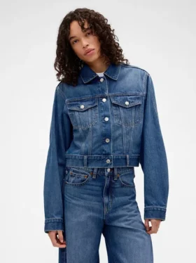 GAP × Victoria Beckham Lässige, kurz geschnittene Jeansjacke