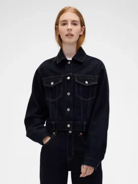 GAP × Victoria Beckham Lässige, kurz geschnittene Jeansjacke