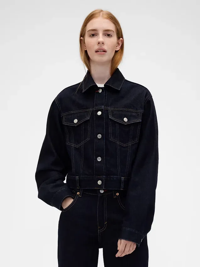 GAP × Victoria Beckham Lässige, kurz geschnittene Jeansjacke