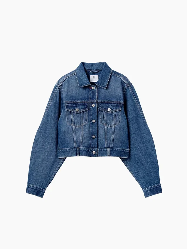 GAP × Victoria Beckham Lässige, kurz geschnittene Jeansjacke
