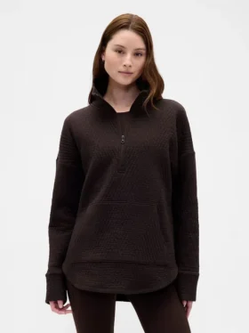 GapFit gesteppter Jacquard-Pullover mit halbem Reißverschluss