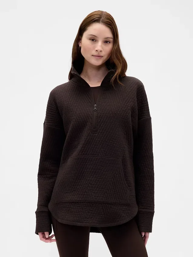 GapFit gesteppter Jacquard-Pullover mit halbem Reißverschluss