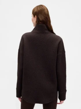 GapFit gesteppter Jacquard-Pullover mit halbem Reißverschluss