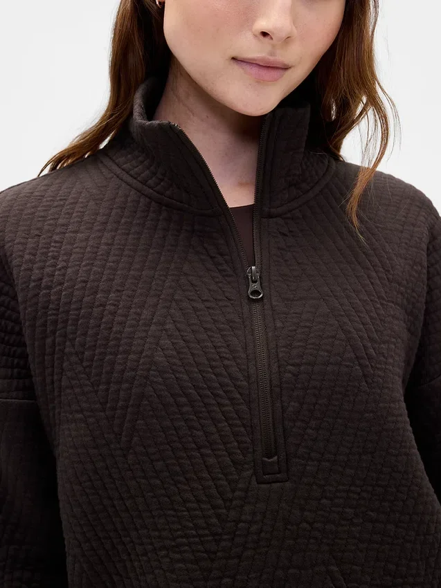 GapFit gesteppter Jacquard-Pullover mit halbem Reißverschluss