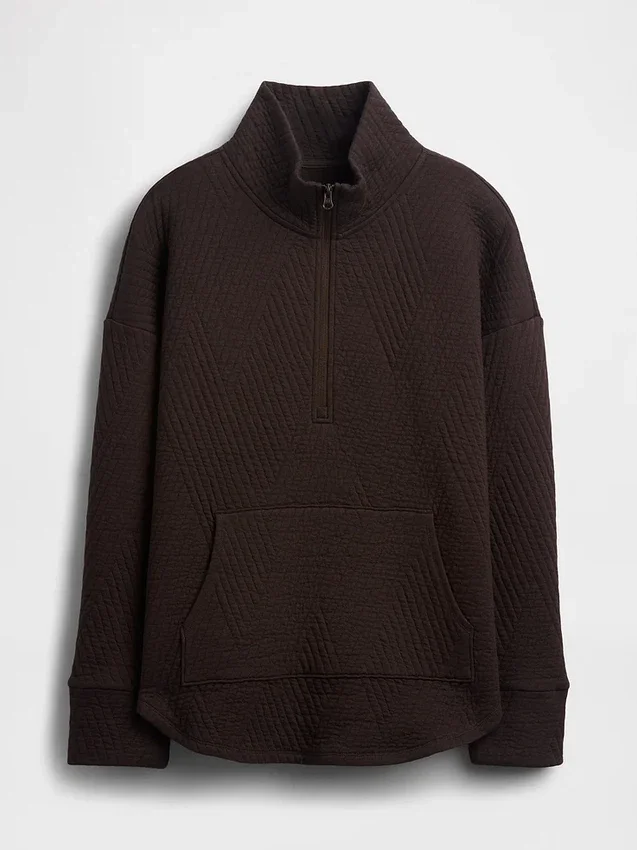 GapFit gesteppter Jacquard-Pullover mit halbem Reißverschluss