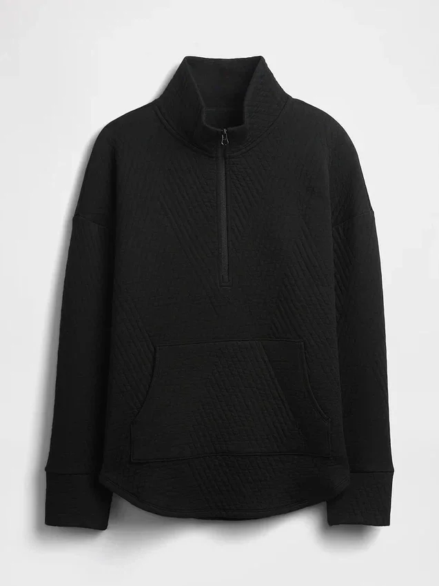 GapFit gesteppter Jacquard-Pullover mit halbem Reißverschluss