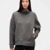 GapFit gesteppter Jacquard-Strickpullover mit Trichterkragen