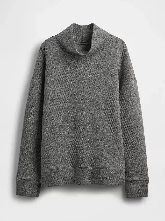GapFit gesteppter Jacquard-Strickpullover mit Trichterkragen