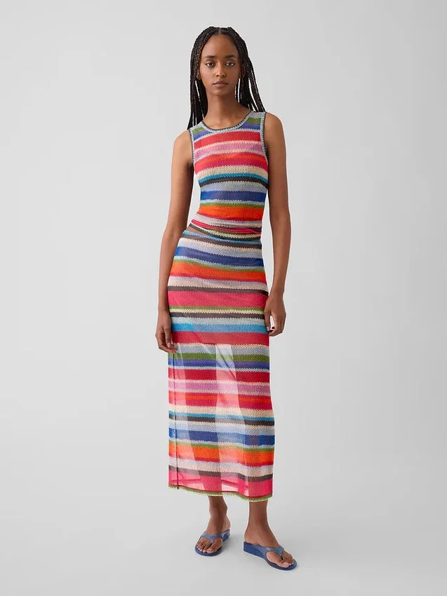 Gapstudio Maxirock aus transparentem Stoff mit „Happy Stripe“-Muster