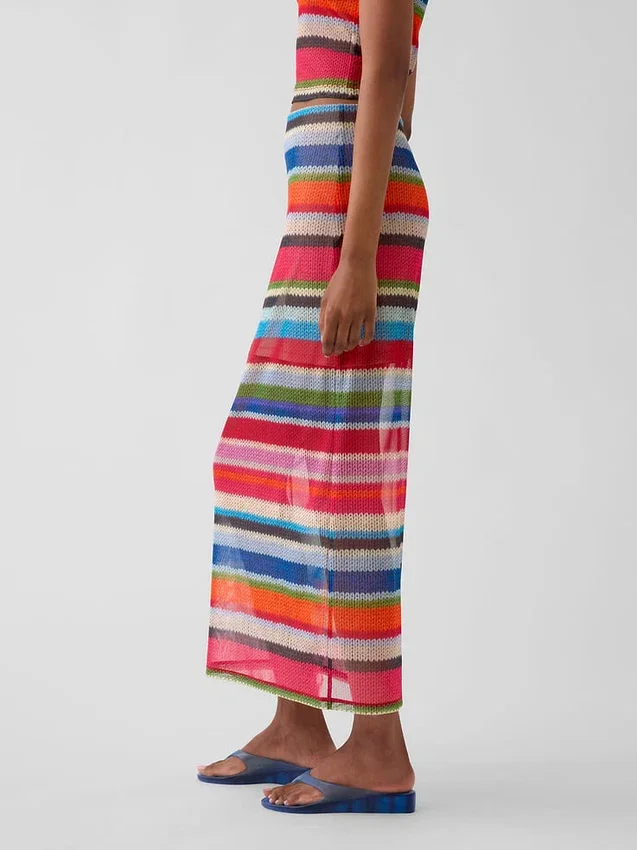 Gapstudio Maxirock aus transparentem Stoff mit „Happy Stripe“-Muster