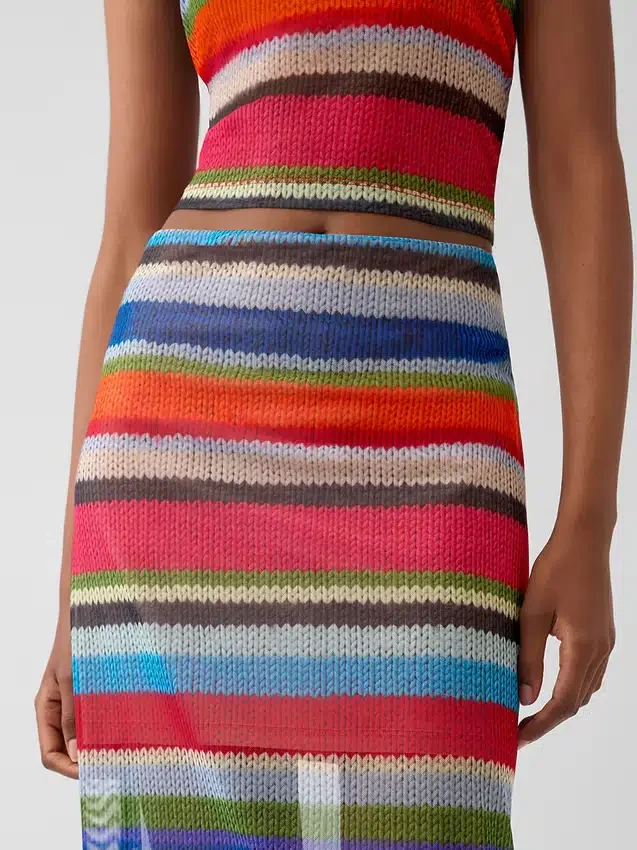Gapstudio Maxirock aus transparentem Stoff mit „Happy Stripe“-Muster