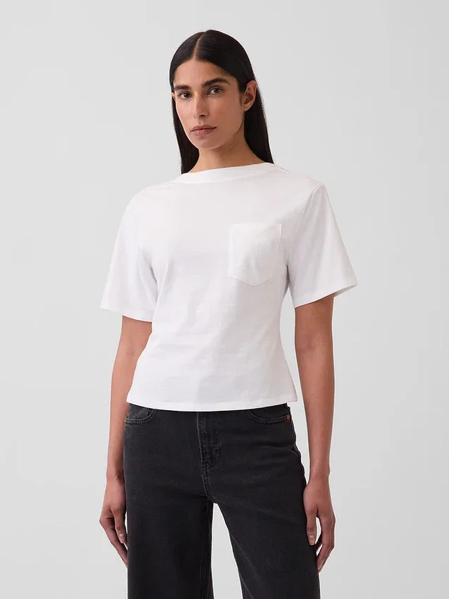 Gapstudio T-Shirt mit Rundhalsausschnitt und Tasche am Rücken
