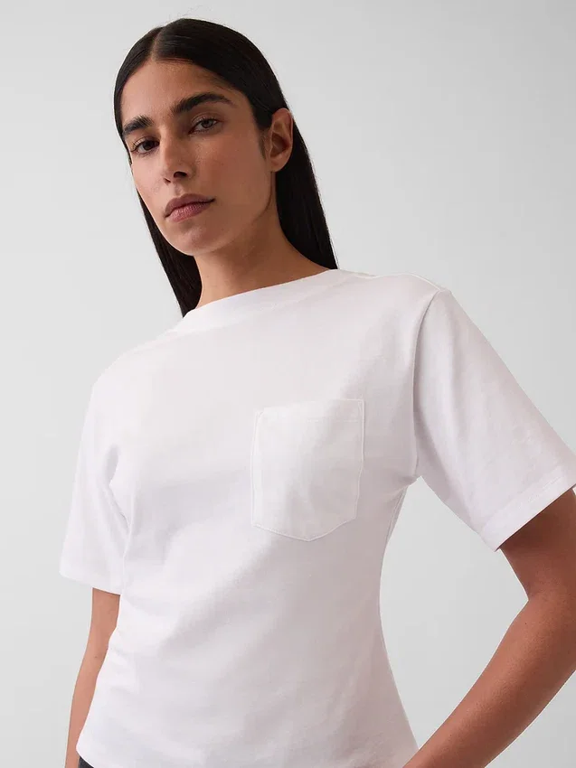 Gapstudio T-Shirt mit Rundhalsausschnitt und Tasche am Rücken