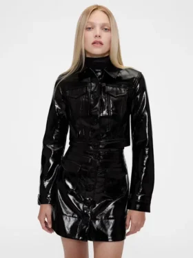 Gapstudio Vegane Lackleder-Crop-Jacke