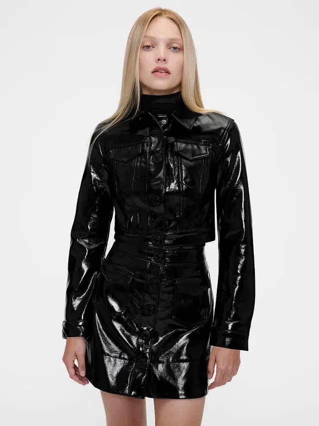 Gapstudio Vegane Lackleder-Crop-Jacke