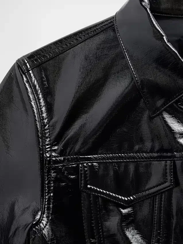 Gapstudio Vegane Lackleder-Crop-Jacke