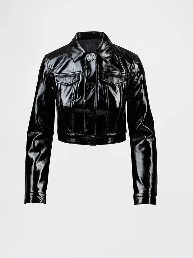 Gapstudio Vegane Lackleder-Crop-Jacke