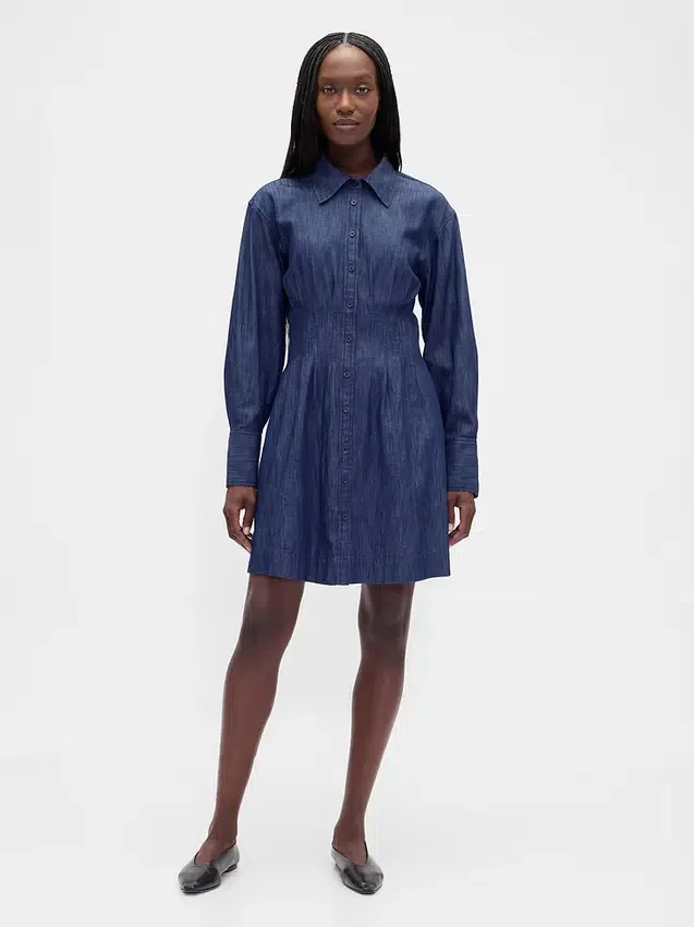 Gefaltetes Mini-Hemdkleid