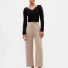 Gerad geschnittene Knöchelhose aus Twill mit hoher Leibhöhe